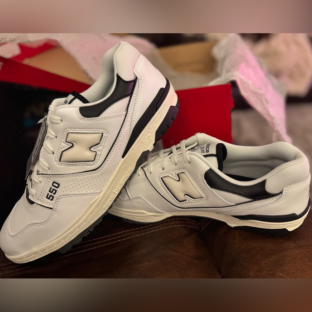 Men's White and Black Sneakers